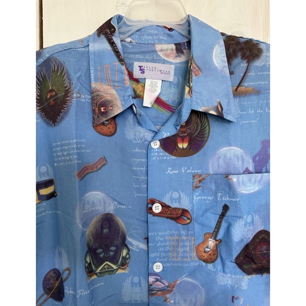 Taylor Sportswear Journey Band Graphic Shirt Mens Large Blue Nylon Made in USA - Picture 9 of 12